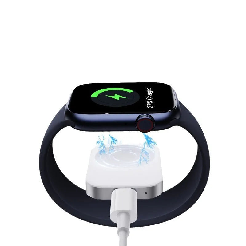 Compact black and white three-in-one magnetic wireless charger with foldable design