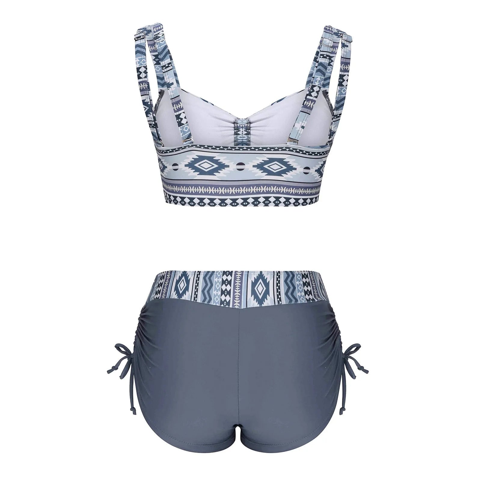 Women's split bikini swimsuit without underwire in picture colour for swimming activities