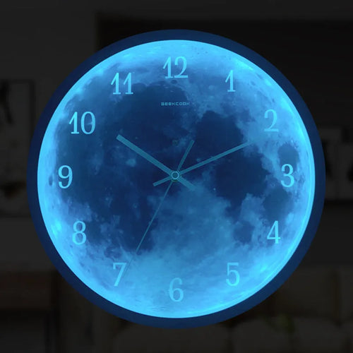 12-inch 30cm sound control luminous wall clock with blue moon design and silent movement