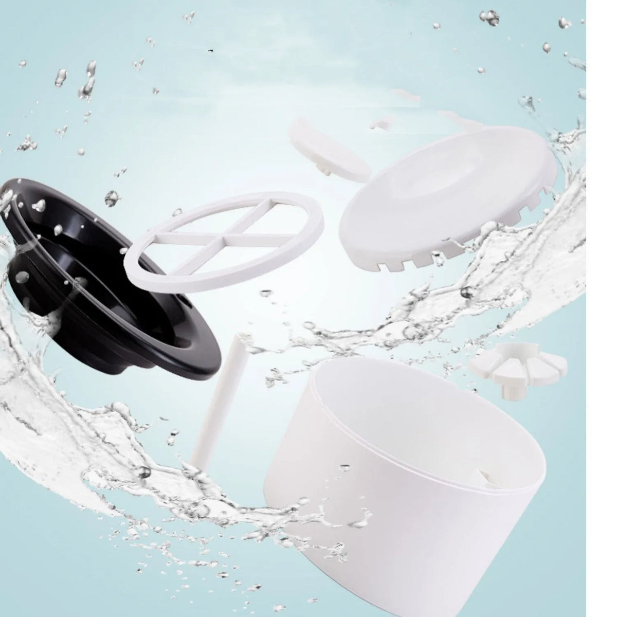 White plastic automatic drinking machine for cats and dogs with USB power cable