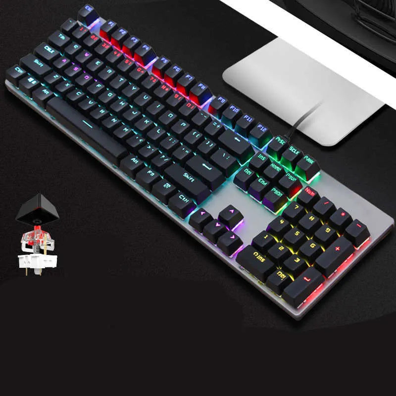 AOC GK410 black mechanical keyboard with backlit keys on a desktop.
