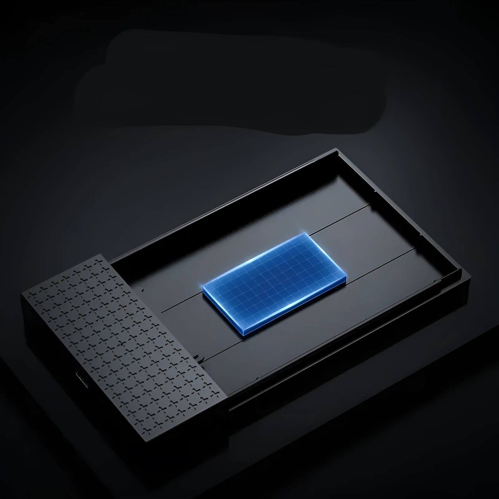 Black plastic USB 3.1 2.5-inch external hard disk box with Type-C and Type-A connectors for SATA drives