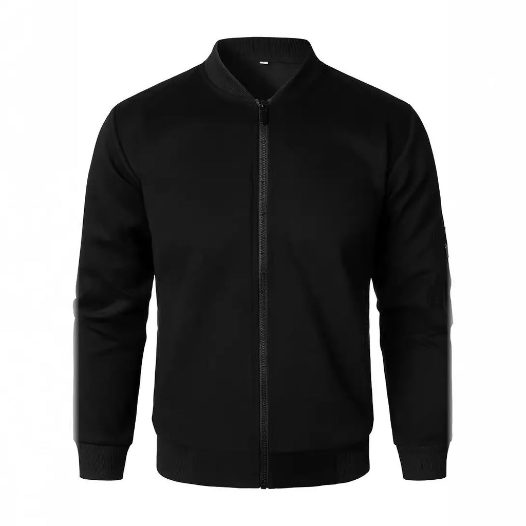 Men's loose fit knitted jacket in a cotton blend, shown in black, grey, or blue colour options.