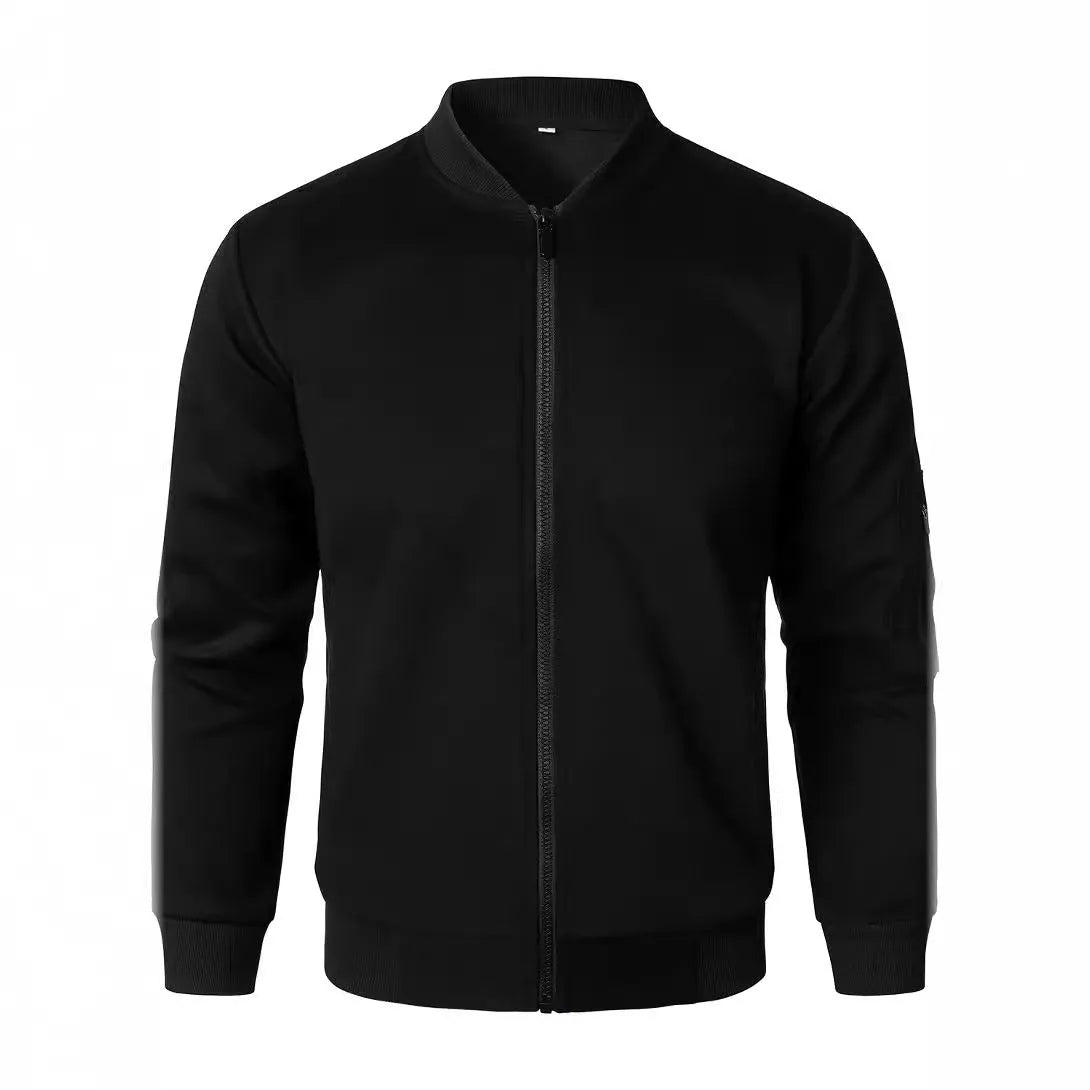 Men's loose fit knitted jacket in a cotton blend, shown in black, grey, or blue colour options.