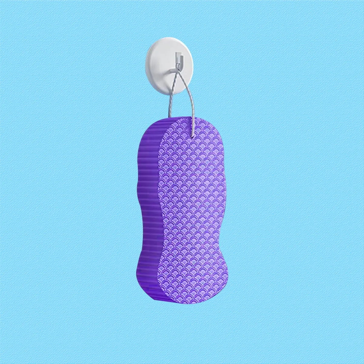 3D fish scale pattern bath sponge ball in white, grey, pink or light blue colours for gentle body exfoliation