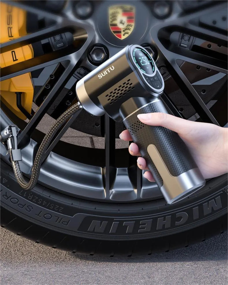ST5518 wireless car tyre inflation pump with multiple nozzles and LED light