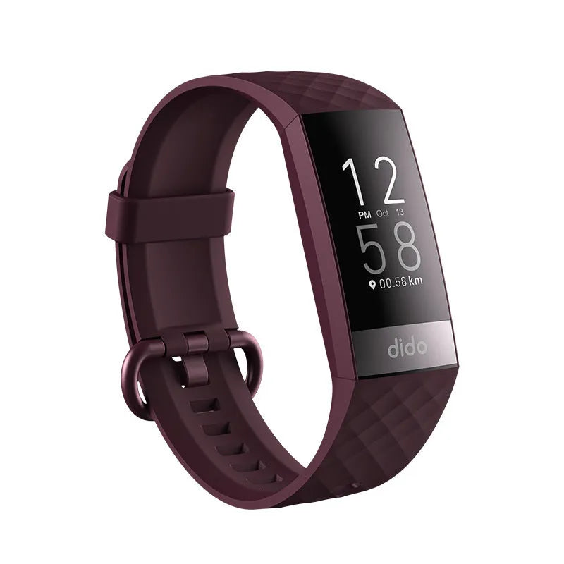 Y6 Black smart bracelet with touchscreen displaying heart rate and blood pressure readings