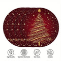 Round Christmas placemat 38x38cm polyester linen or dense hemp with festive bow holly snowflake garland design