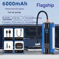 TS01L portable electric car air pump with LED light and USB port on compact ABS housing