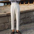 Men's straight leg formal trousers in slim fit available in black, white and apricot colours