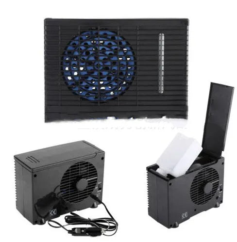 Black PVC 12V car cigarette lighter cooling fan with manual adjustment control