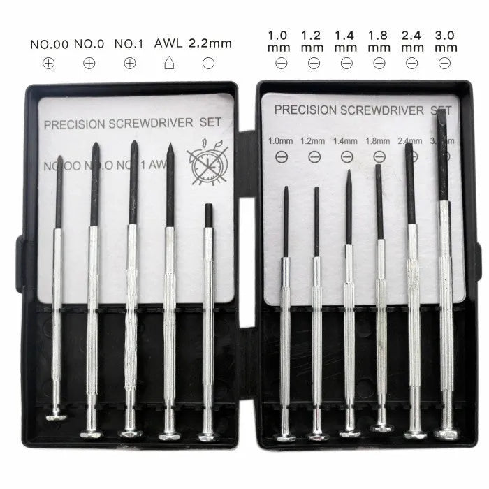 TH-6177 11-piece clock repair screwdriver set with multiple head types