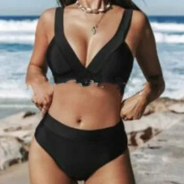Women's solid colour bikini set in a slim fit, shown in one of four colour options.