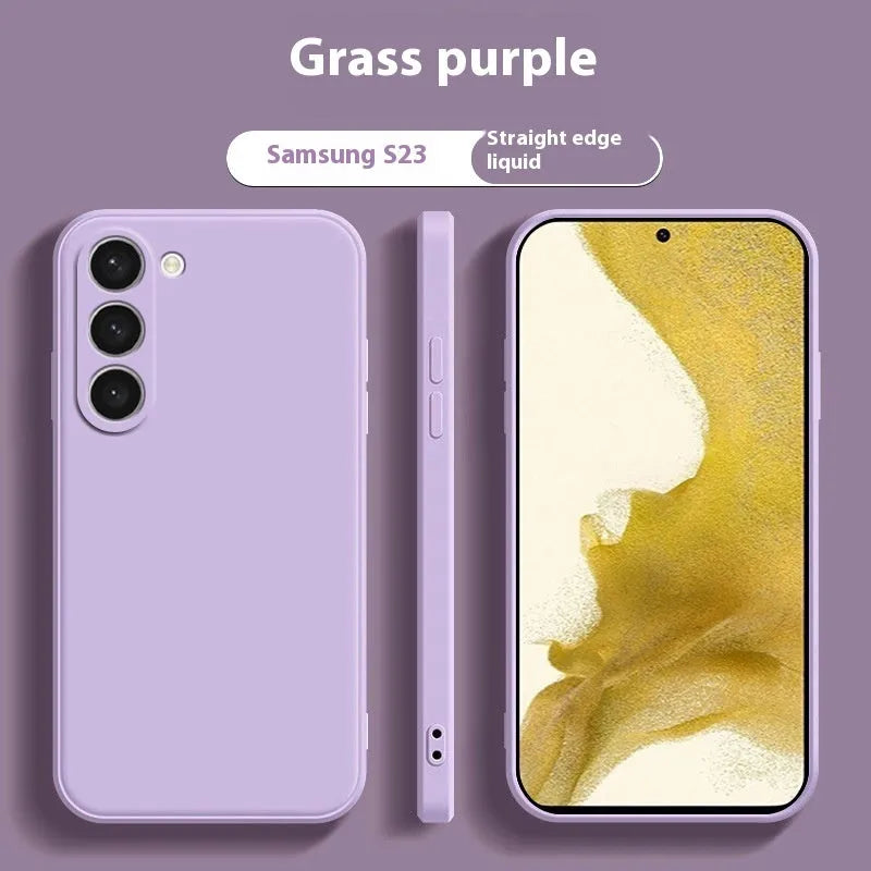 Advanced liquid silicone phone case for Samsung Galaxy S23 S24 S25 Ultra with anti-fall protection and all-inclusive lens cover in multiple colours