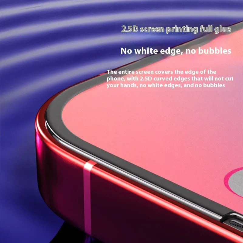 Full screen anti-peep tempered glass film for iPhone 15, 330 high sticky glue, silk screen black, HD clarity