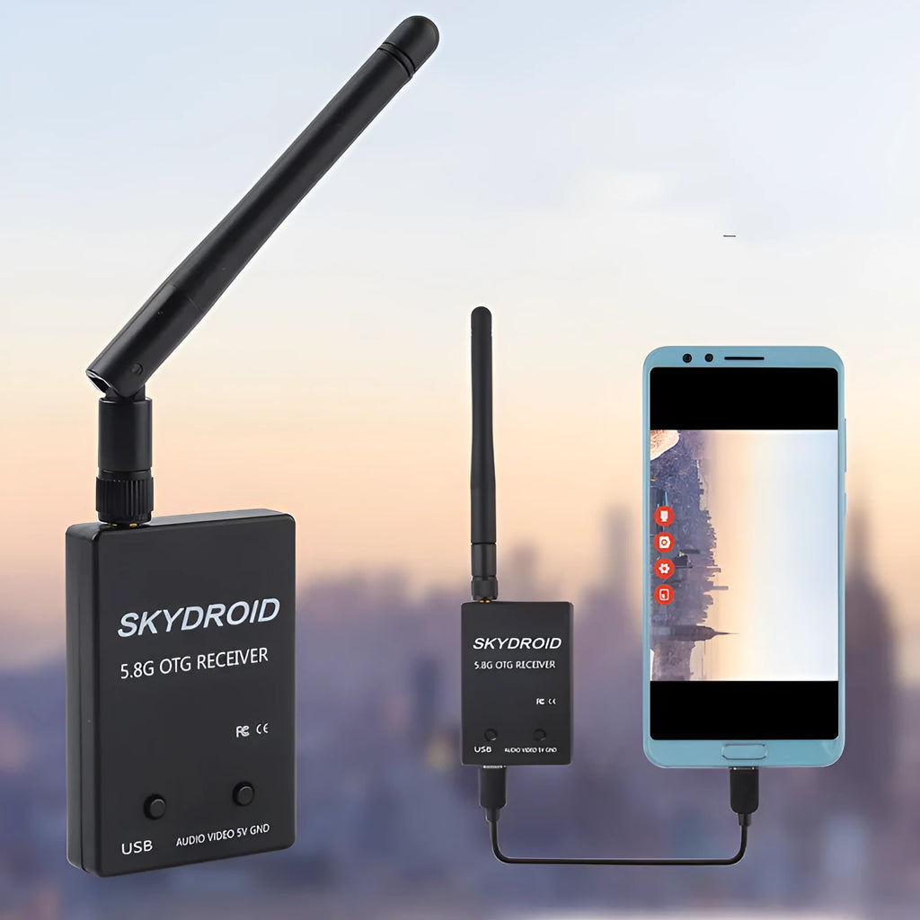 Black 5.8G single antenna mobile phone drone video receiver for FPV transmission