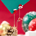 Moving Santa Claus long tassel asymmetric drop earrings for women alloy festive Christmas design