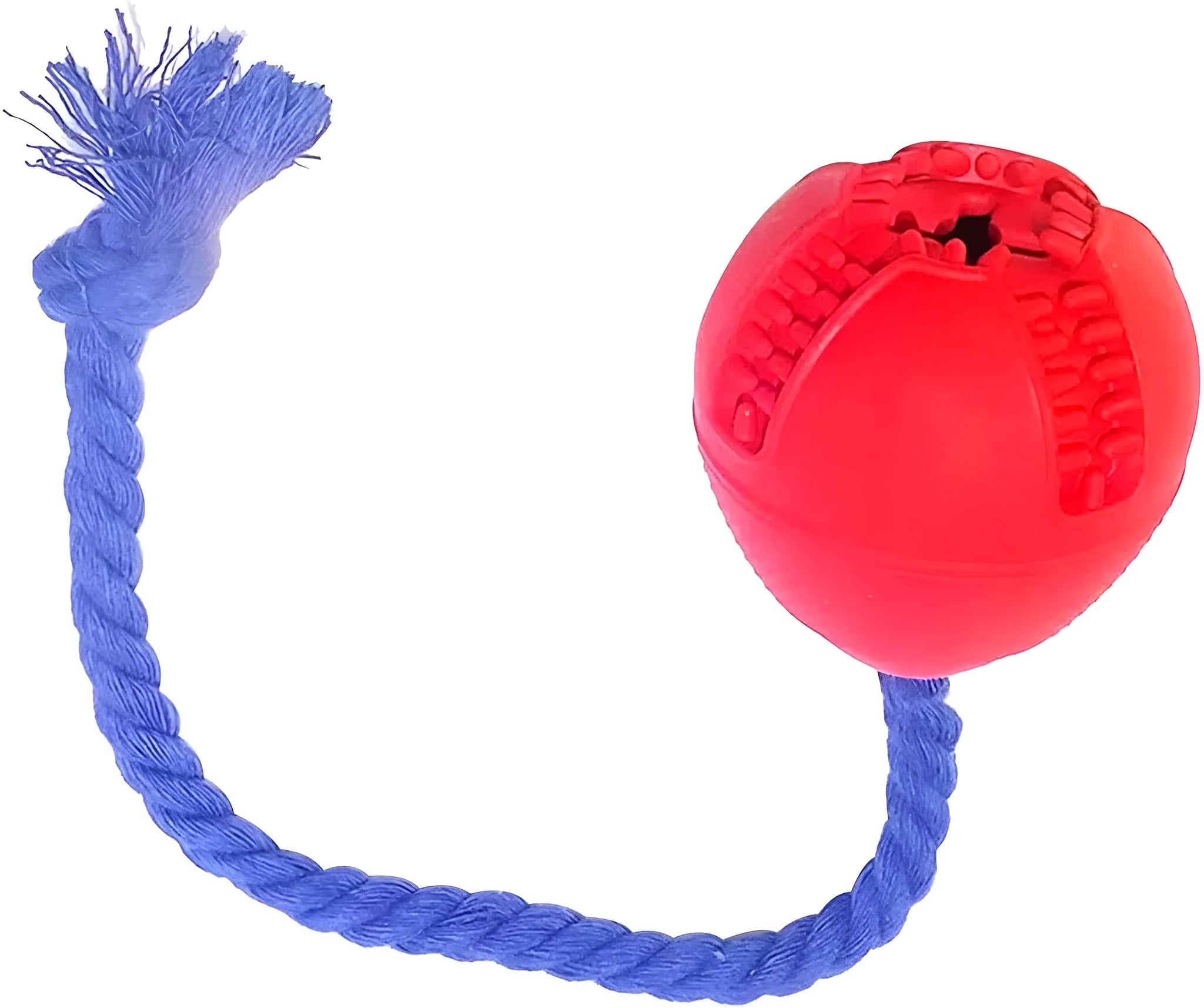 Orange interactive dog crate toy with rope made from natural rubber for crate training puppies