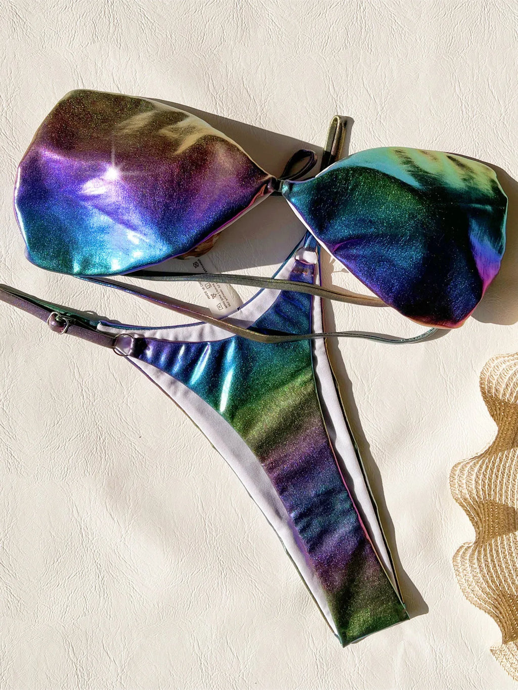 Gradient purple women's polyester bikini swimsuit