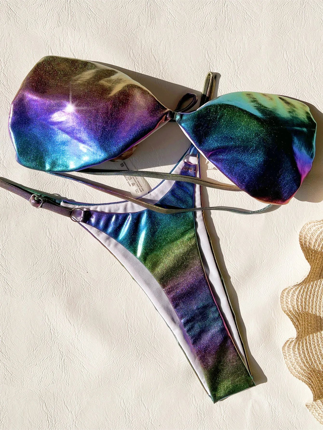 Gradient purple women's polyester bikini swimsuit