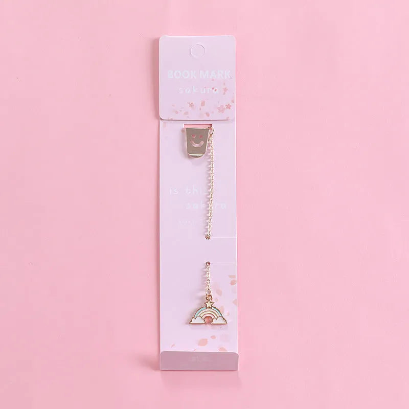 Alloy metal bookmark with cartoon pendant charm in various character designs