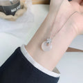 S925 sterling silver chalcedony peace buckle necklace on adjustable O-ring chain 41-50cm for women