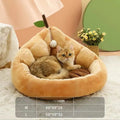 Soft cotton pet bed for cats and dogs with removable cushion in coffee colour