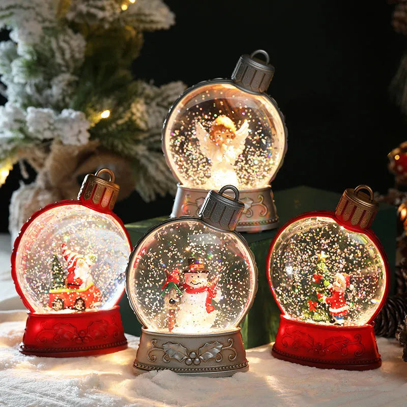 LED Christmas decoration with flame effect in snowman, angel, child tree or old man design