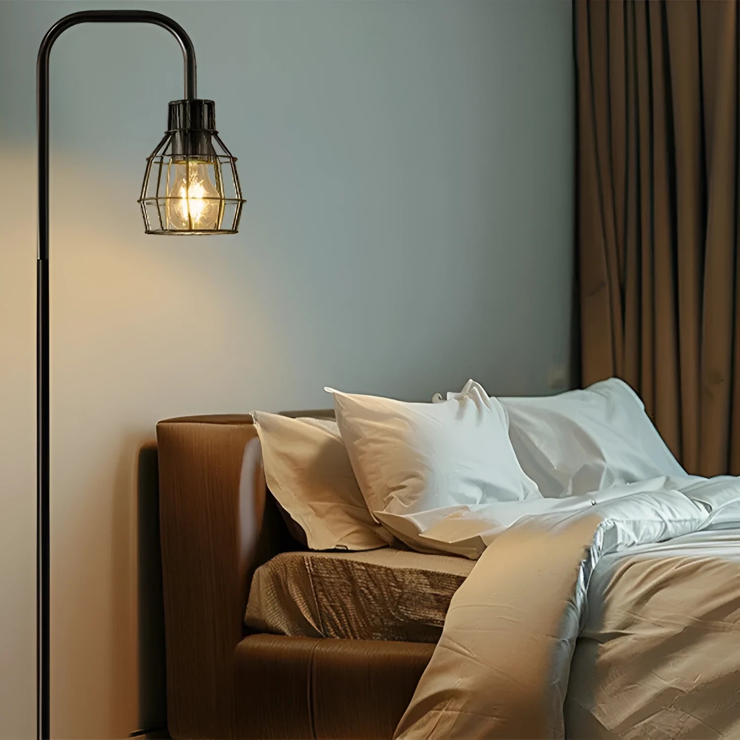 American country retro bedside lamp with USB port, black metal shade and iron body