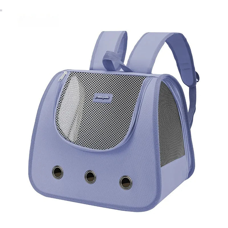 Medium-hard Oxford fabric portable pet cat backpack carrier in solid colour with large capacity