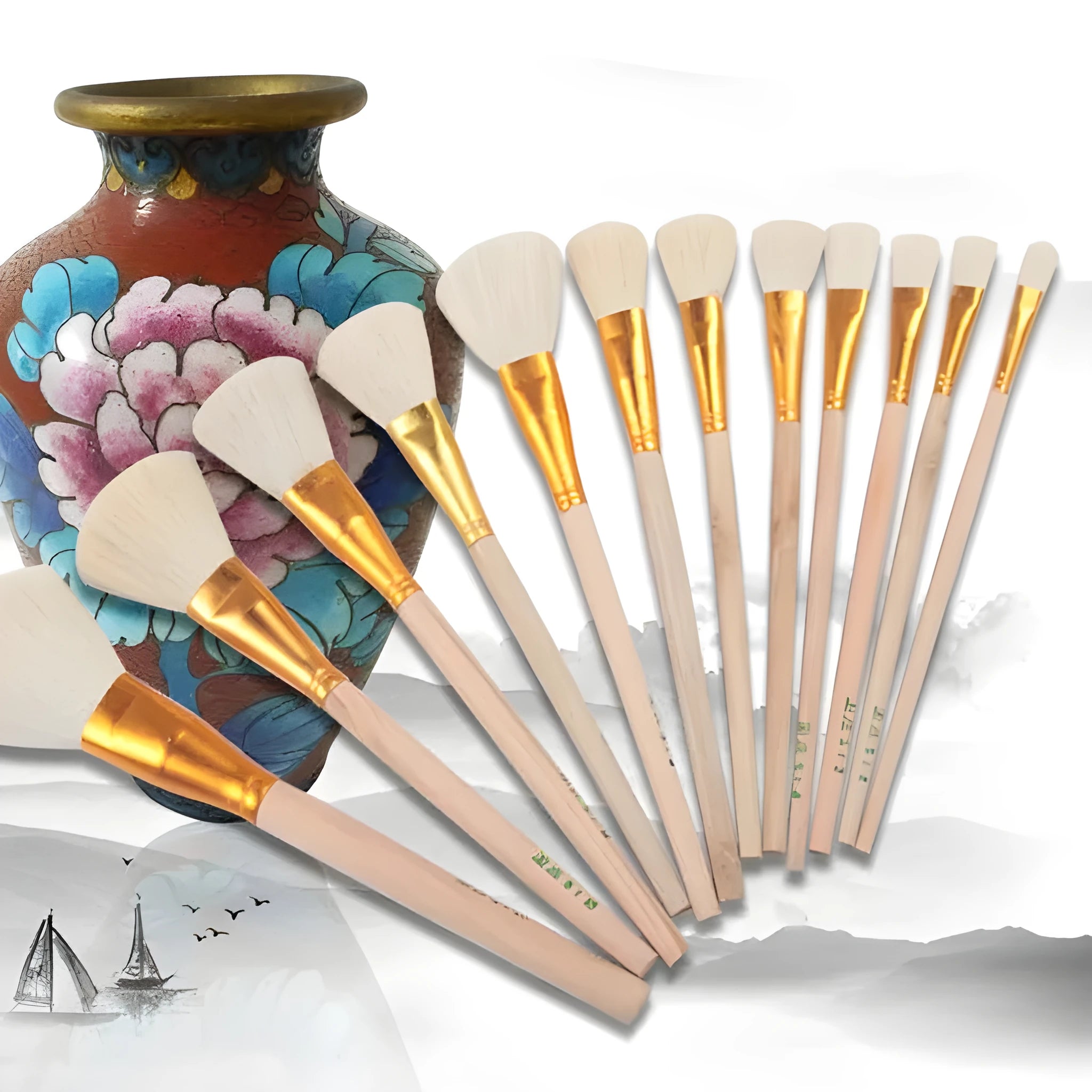 Wool painting brush for ceramic tracing watercolour and oil painting in multiple sizes