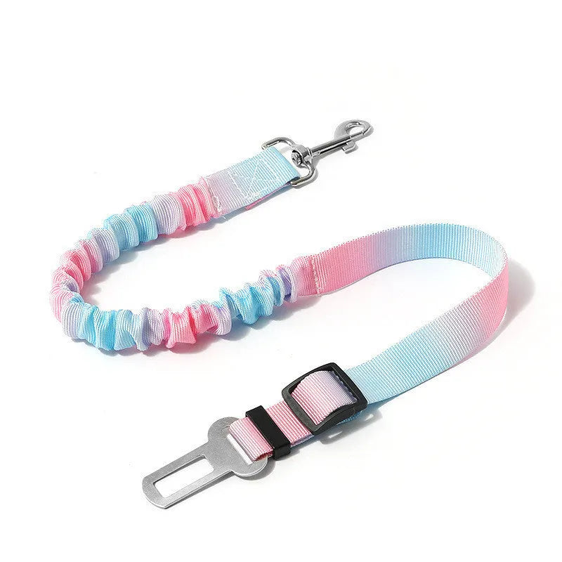 Elastic polyester pet hand holding rope for car use, 60-80cm long and 2.5cm wide, in gradient colours