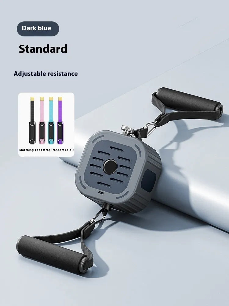 Adjustable power pump chest expander for home fitness in orange or blue.
