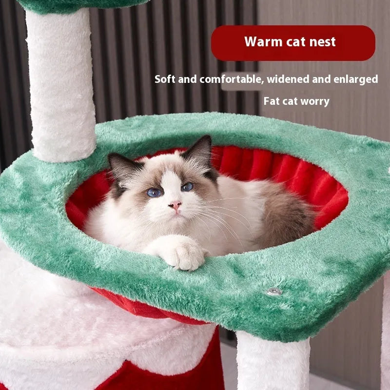 Integrated cat scratch toy with density plate construction in Christmas colour matching