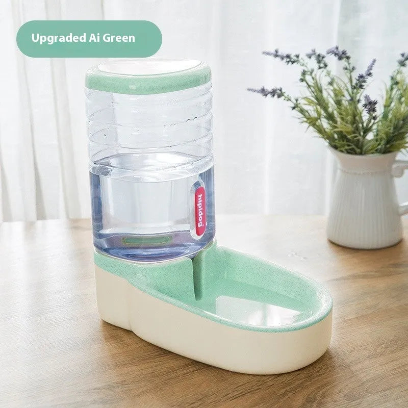 Automatic pet drinker with 3.8L capacity in blue, green, grey, or pink colours for dogs and cats