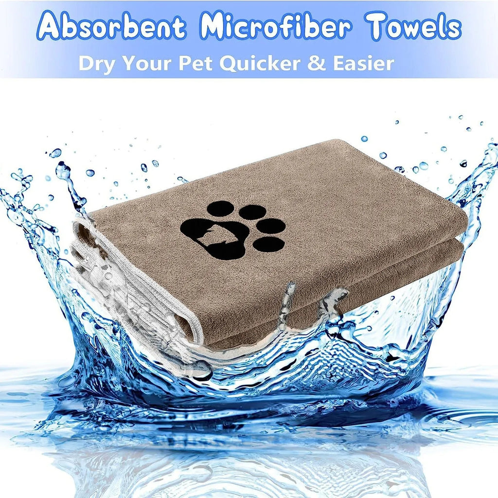Brown ultra-fine fibre dog towel, water absorbing and quick drying, available in 35x75cm and 50x100cm sizes
