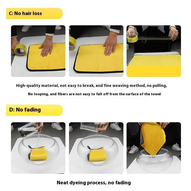 Traceless car wash towel absorbent thickening microfiber double-sided yellow gray 30x60CM