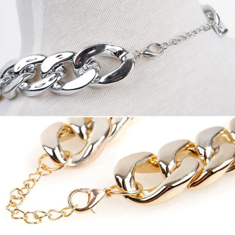 Gold colour chain dog collar ornament with geometric plastic resin design for small to medium dogs