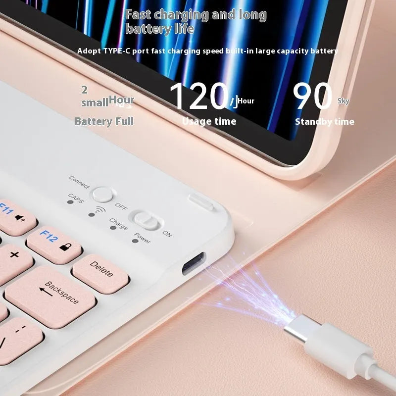 Bluetooth wireless keyboard for tablets and PCs with rechargeable battery in multiple colour options