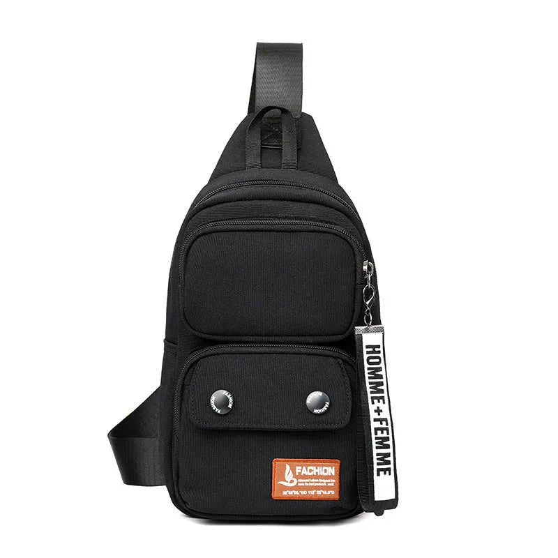 Outdoor crossbody shoulder bag in nylon with contrast colour options and multiple storage compartments