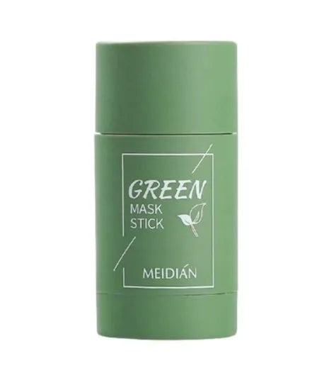 Green Tea and Eggplant solid clay cleansing mask stick in packaging, 40g.