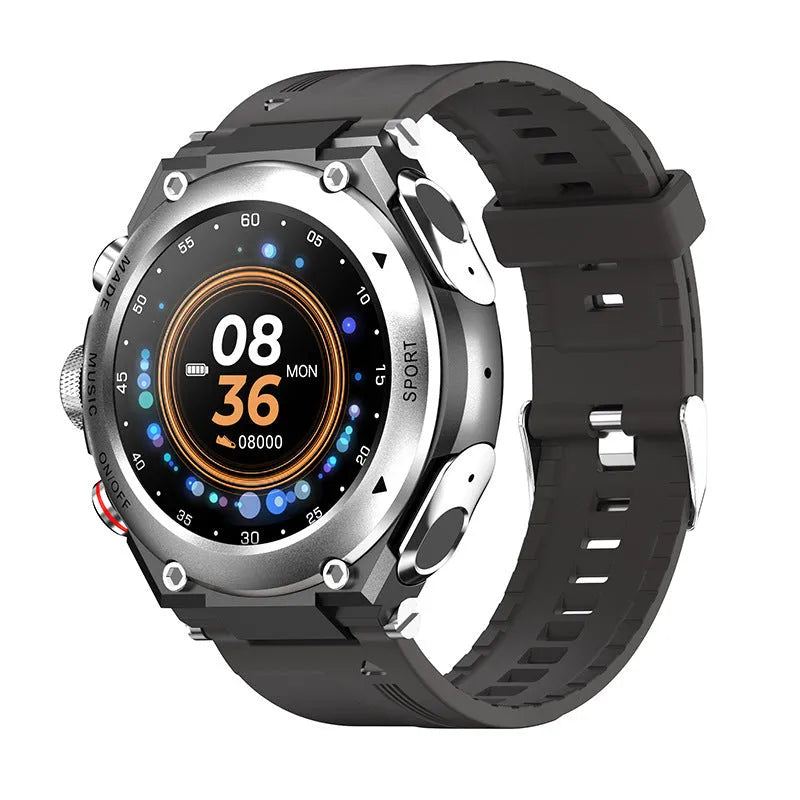 Bluetooth call smart watch with 1.28-inch TFT screen and silicone band in Black
