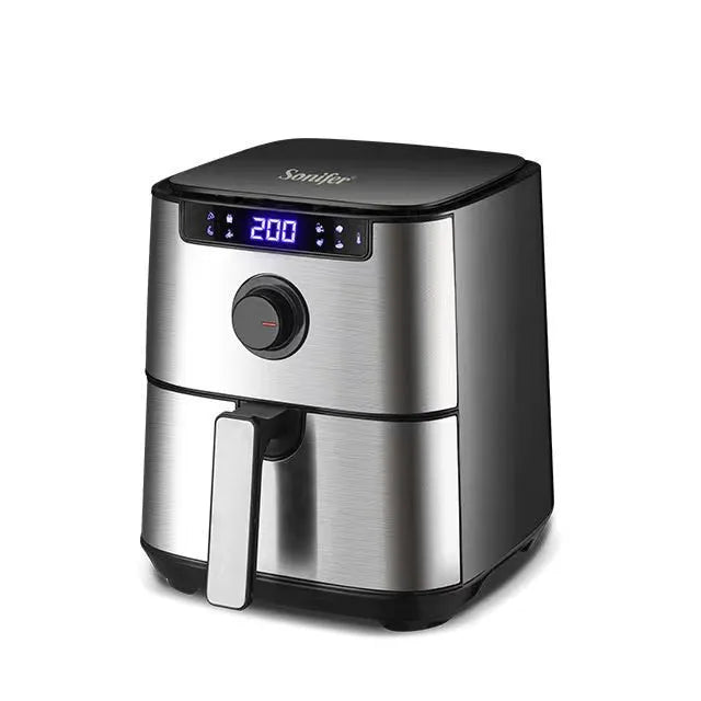 Black plastic household touch screen 5L air fryer with 1450W power and EU plug