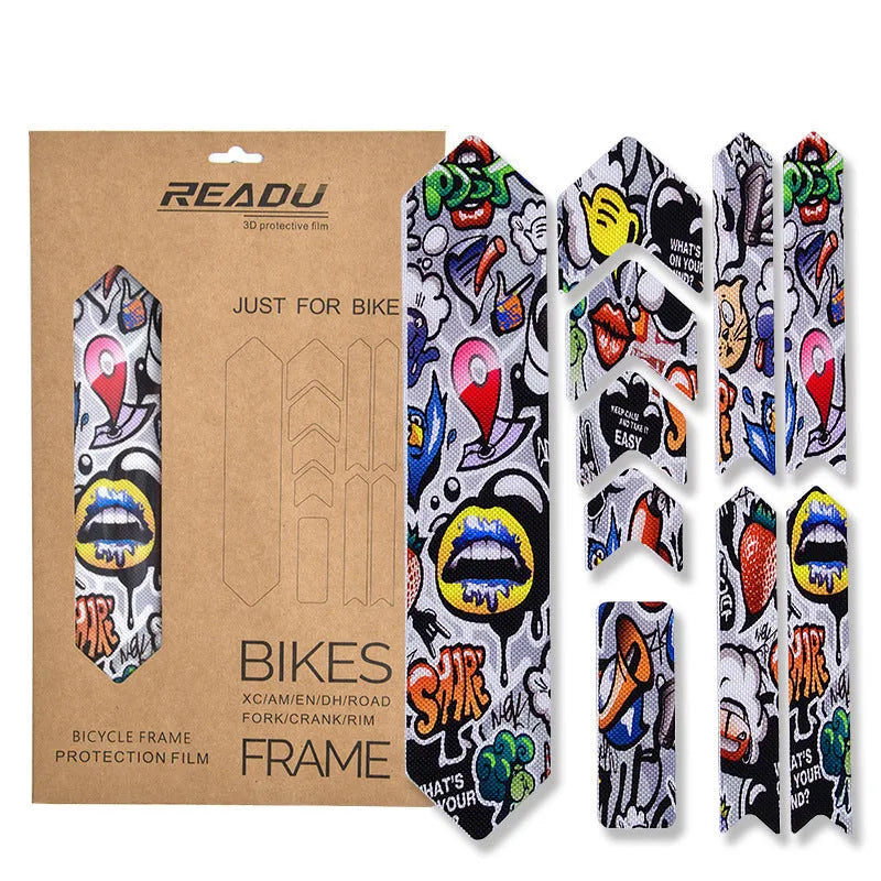 Mountain bike frame protective film plastic sheet with decorative pattern options