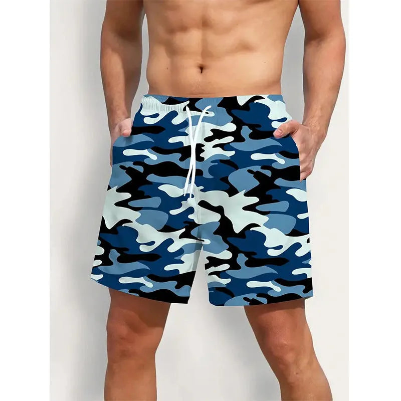 Men's printed beach shorts with streetwear design in polyester micro-elastic fabric