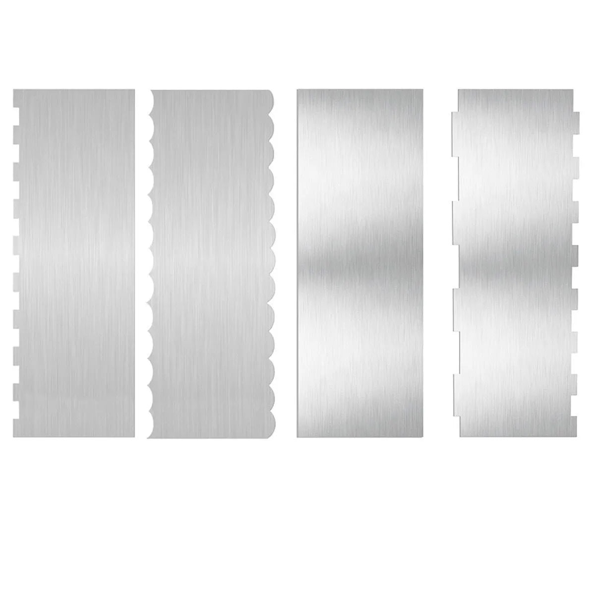 Stainless steel cake decorating scraper with polygonal edge for geometric cream patterns