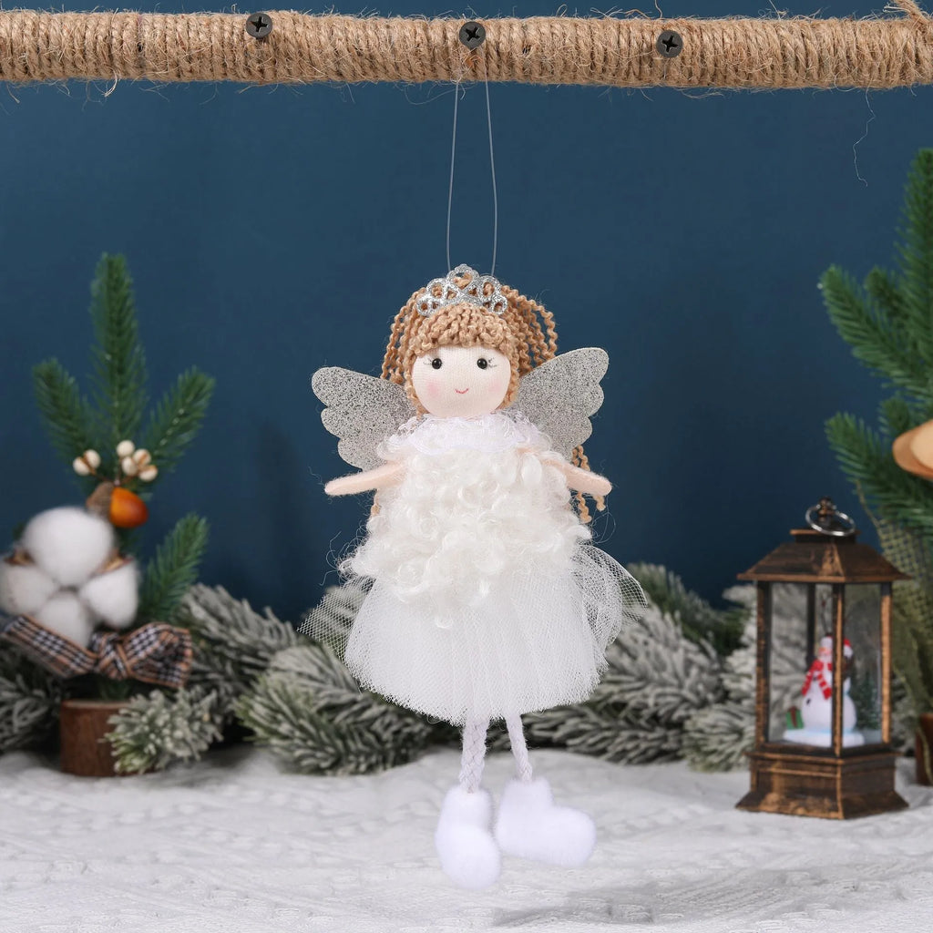 Christmas angel girl fabric hair pendant for a high ponytail in cartoon style.
