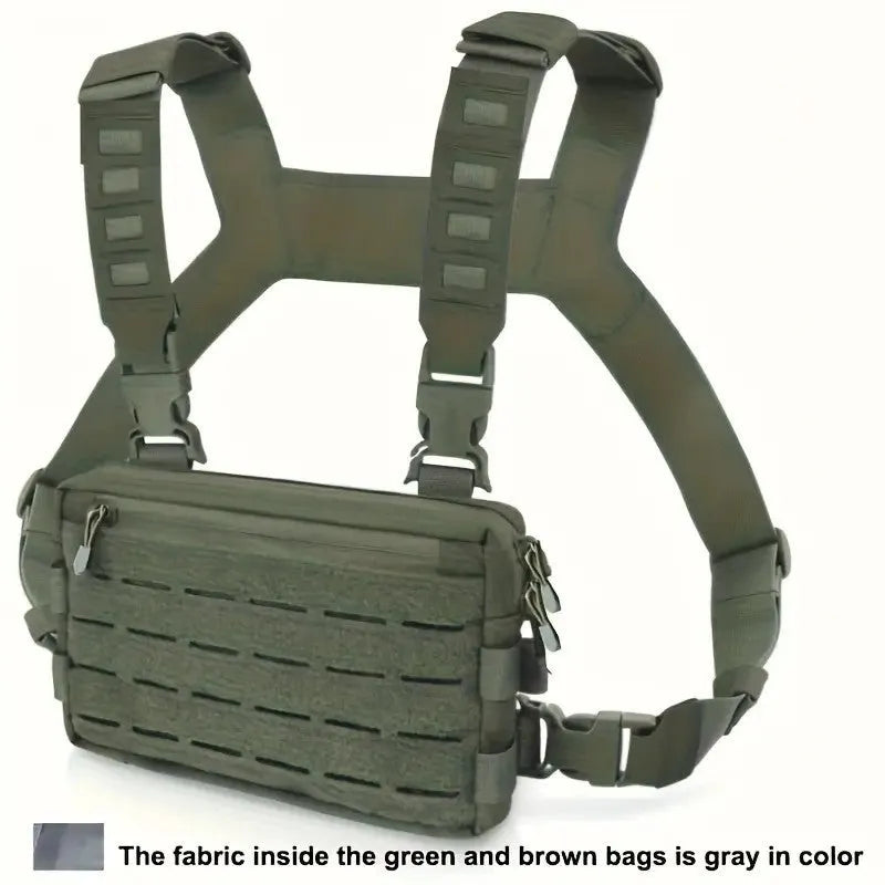 Men's outdoor tactics vest jacket bag in solid Oxford cloth with waterproof feature and three colour options Black Brown Army Green