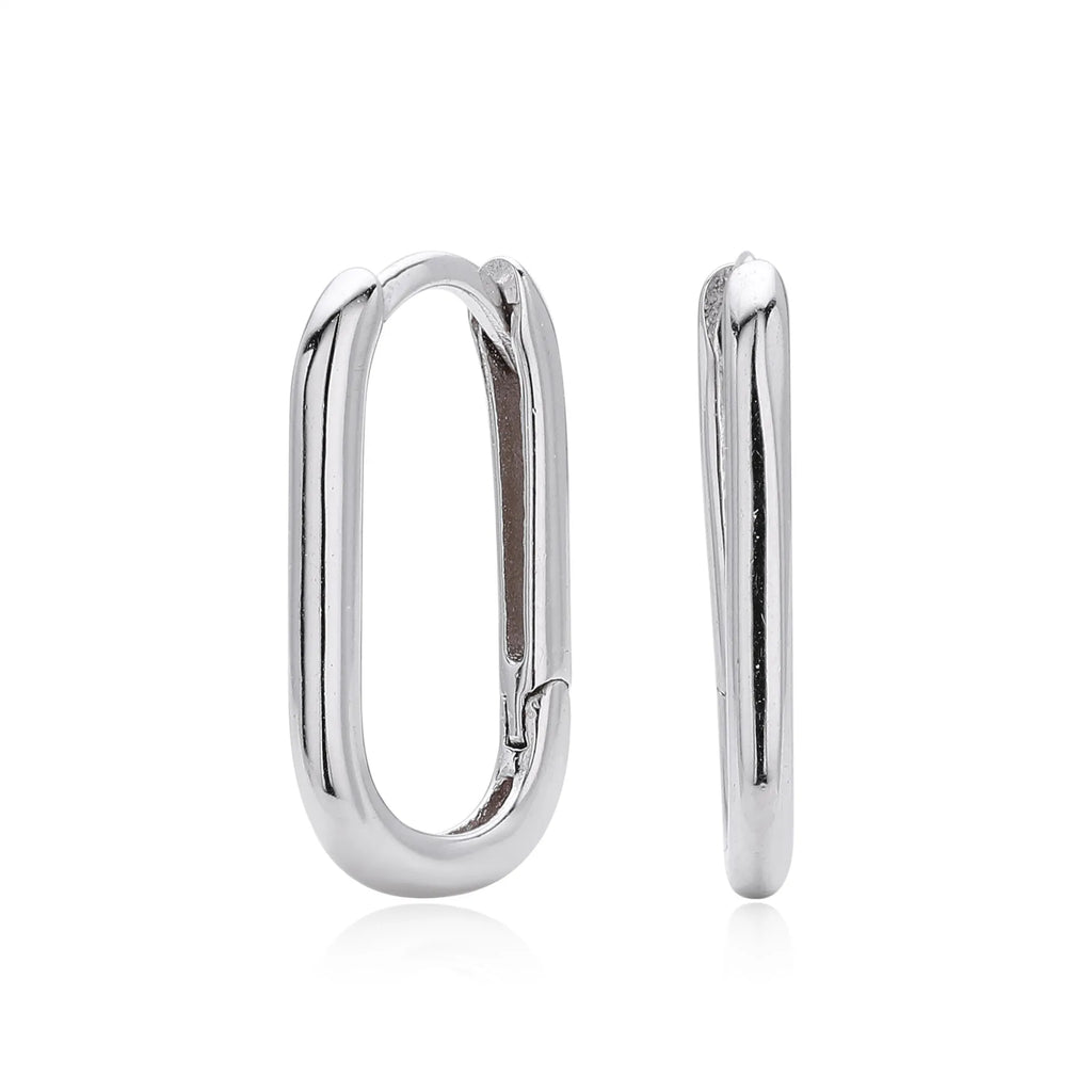 925 silver gold plated geometric earrings with oval and quadrilateral shapes