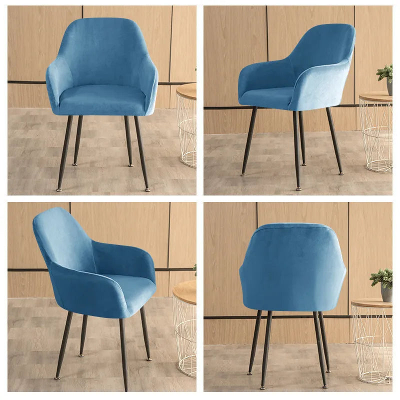 Velvet stretch dining chair cover for high armrest chairs, plush fabric, shown in one of 19 colours